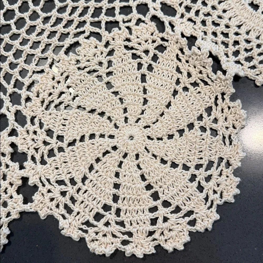 Chic Cream Crochet Table Doily